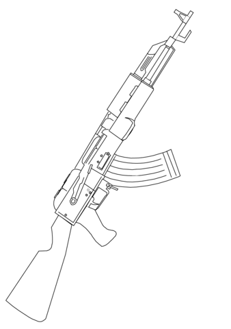 Ak 47 Assault Rifle Coloring Page